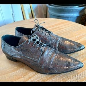 Miu Miu leather metallic oxfords